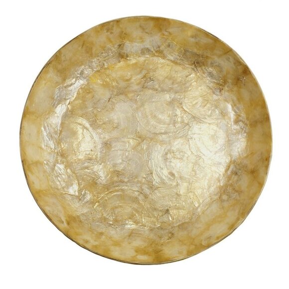 Vintage Golden Large Capiz Shell Bowl 10" Made In The Philippines Home Decor - Picture 2 of 4